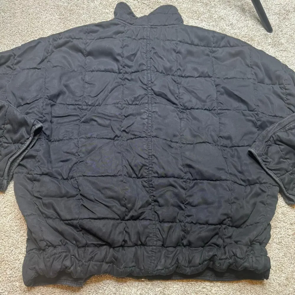 FREE PEOPLE Dolman Quilted BLACK Knit OVERSIZED Jacket SIZE SMALL - Picture 5 of 5